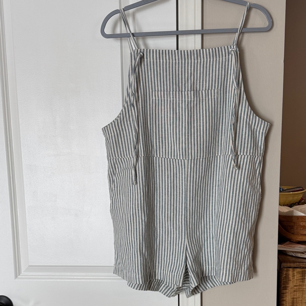 Altar'd State Blue and White Striped Shortalls